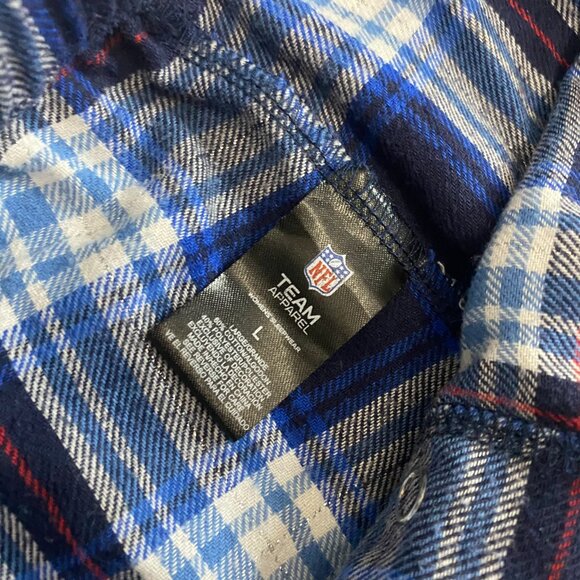 Patriots NFL Women Large Blue White Red Plaid Drawstring Pajama Pants Sleep Wear - Picture 4 of 8